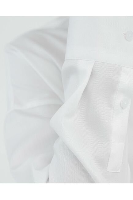 Рубашка хлопковая белая в прямом силуэте с универсальной манжетой 8931 от byME 