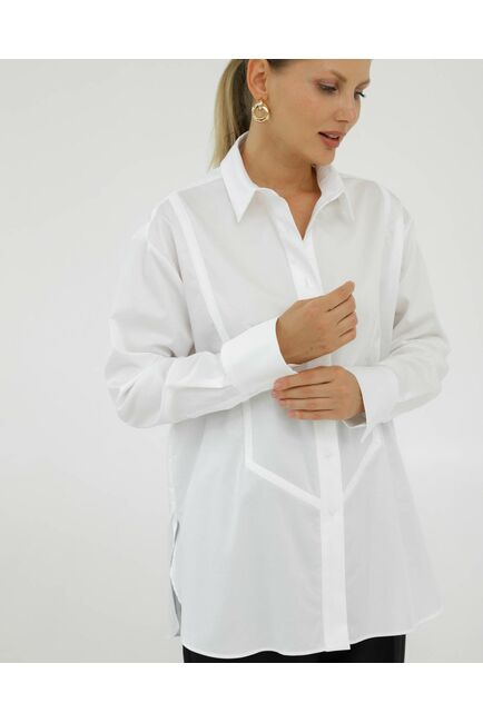 Рубашка хлопковая белая с манишкой 8932 от byME 