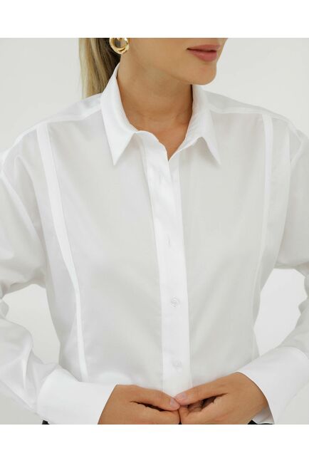 Рубашка хлопковая белая с манишкой 8932 от byME 