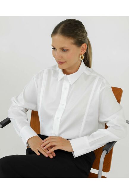 Рубашка хлопковая белая с манишкой 8932 от byME 