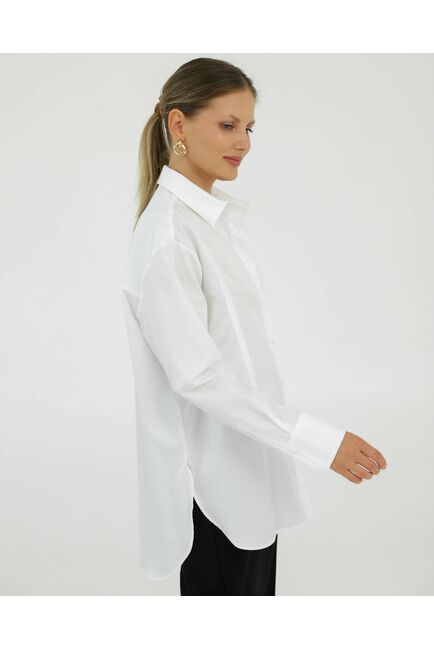 Рубашка хлопковая белая с манишкой 8932 от byME 