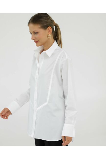 Рубашка хлопковая белая с манишкой 8932 от byME 