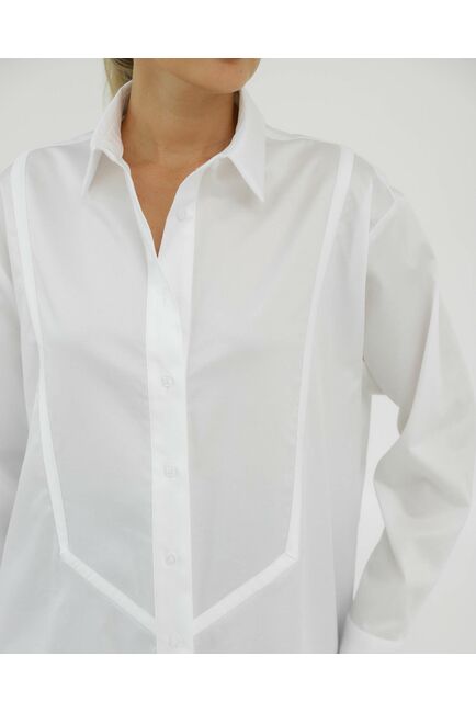 Рубашка хлопковая белая с манишкой 8932 от byME 