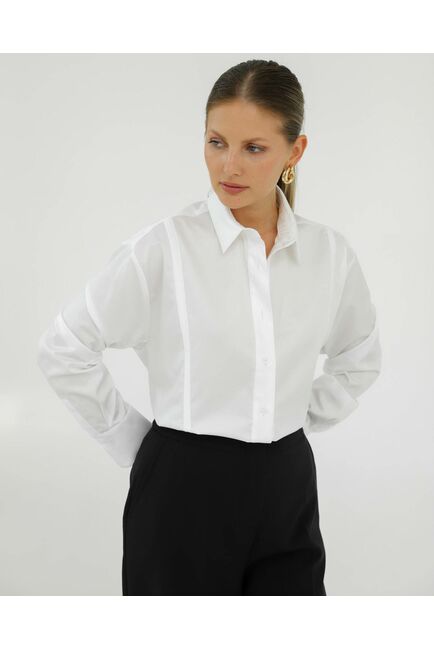 Рубашка хлопковая белая с манишкой 8932 от byME 