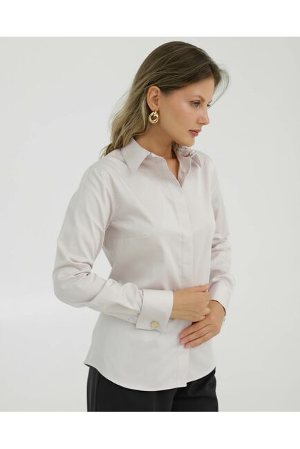 Рубашка хлопковая под запонки розовая с отделкой нежные цветы 8920 от byME 