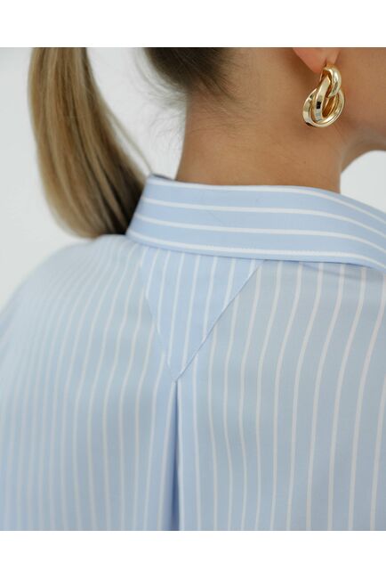 Рубашка хлопковая голубая в белую полоску 8935 от byME 