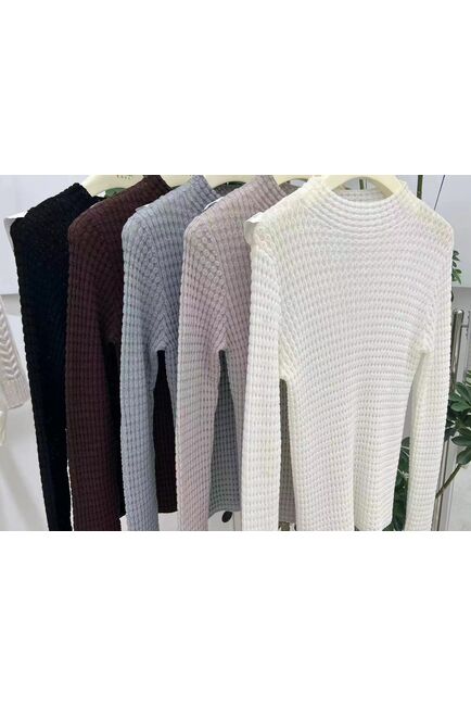 Джемпер из шерсти мериноса тонкой вязки коричневый от byME 