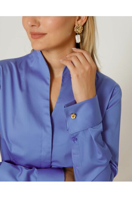 Женская рубашка под запонку воротник стойка - 8648 от byME 