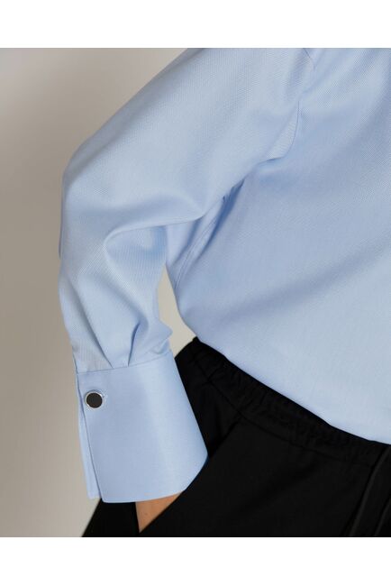 Женская рубашка с высоким манжетом голубая - 8500N от byME 