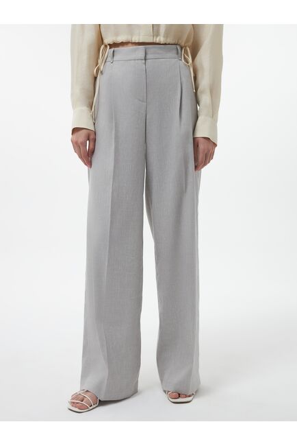 Женские широкие льняные брюки серые от Calista 