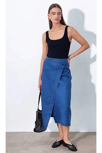 Юбка синяя изо льна от LW 