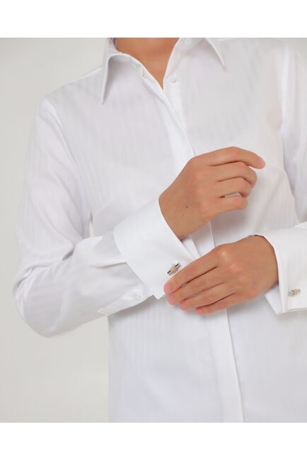 Женская рубашка белая под запонки из хлопка-8758 от ByME 