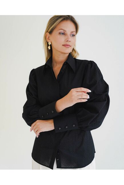 Женская рубашка с супатной застежкой черная - 8598 от byME 