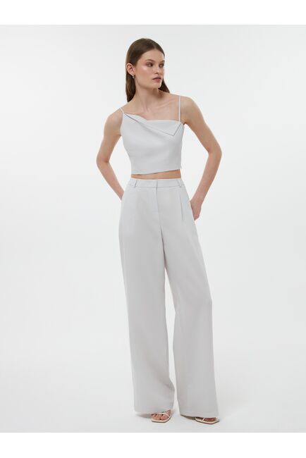 Женские брюки дымчатые из тенсела со льном от Calista 