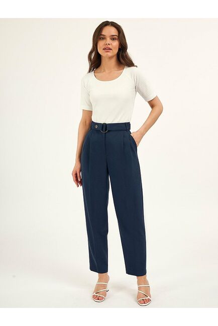 Брюки-бананы с защипами тёмно-синие CA-2-1650261-140 от byME 