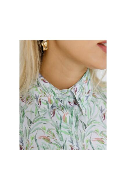 Женская рубашка с растительным принтом с манжетой под запонки  - 8618 от byME 