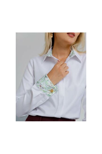 Женская рубашка под запонки с яркой отделкой из премиального хлопка двойное кручение нити- 8624 от byME 