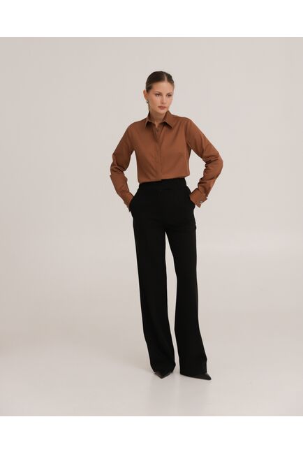 Рубашка хлопковая коричневая под запонки 8914 от byME 