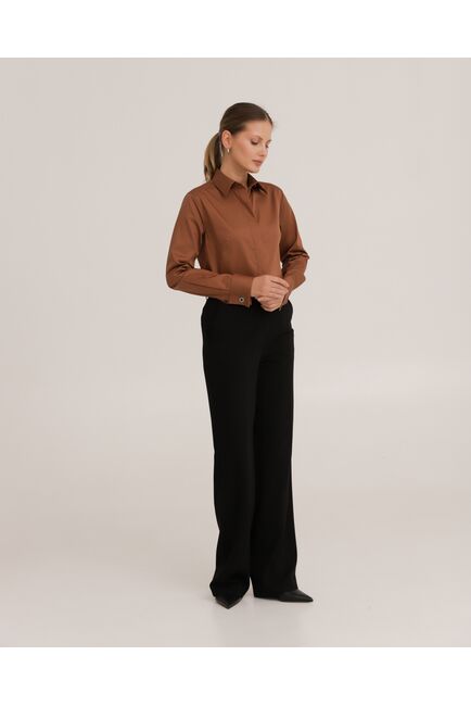 Рубашка хлопковая коричневая под запонки 8914 от byME 