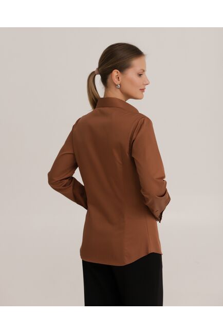 Рубашка хлопковая коричневая под запонки 8914 от byME 