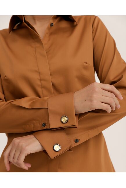 Рубашка хлопковая светло-коричневая под запонки 8915 от byME 