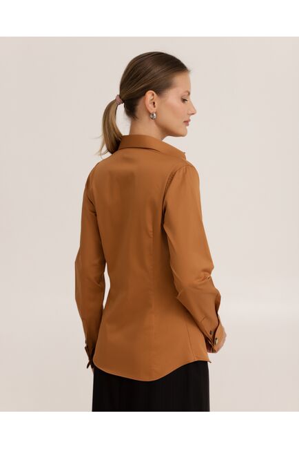 Рубашка хлопковая светло-коричневая под запонки 8915 от byME 