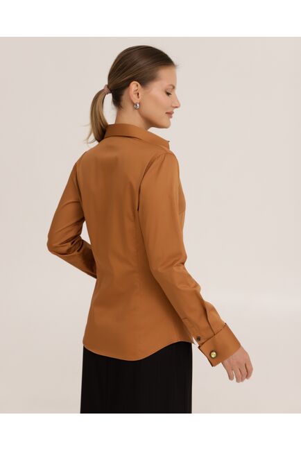 Рубашка хлопковая светло-коричневая под запонки 8915 от byME 