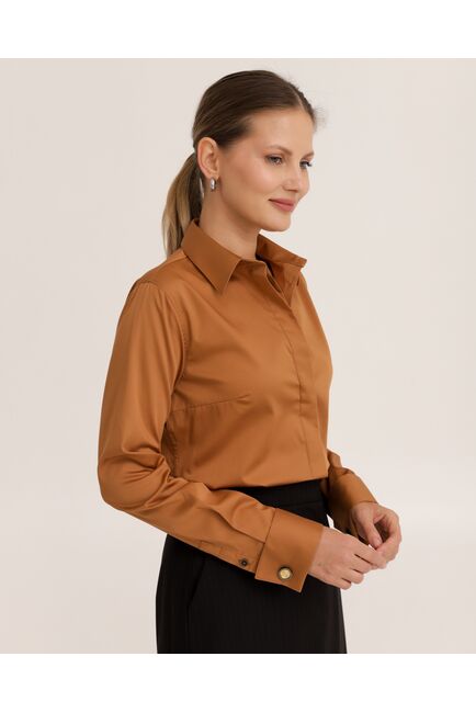 Рубашка хлопковая светло-коричневая под запонки 8915 от byME 