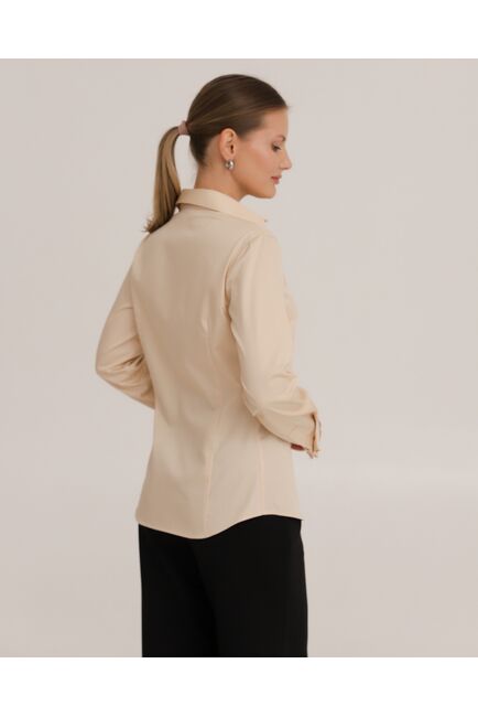 Рубашка хлопковая в бежевом цвете под запонки  8916 от byME 