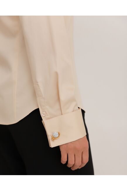 Рубашка хлопковая в бежевом цвете под запонки  8916 от byME 