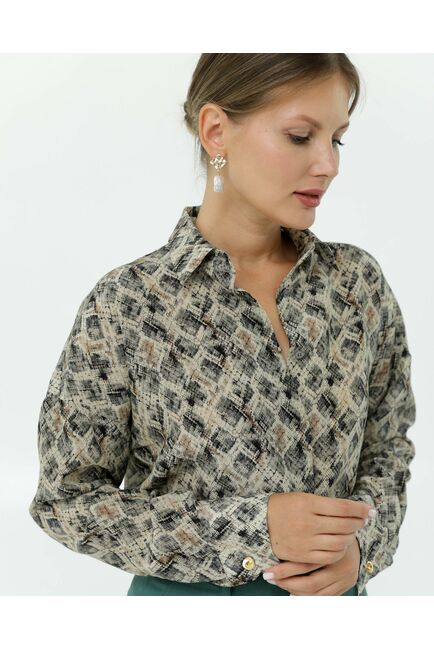 Рубашка шелковая принт рептилия 8907 от byME 