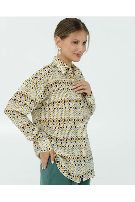 Рубашка шелковая с принтом витраж 8908 от byME 