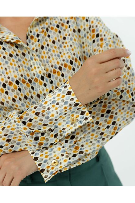Рубашка шелковая с принтом витраж 8908 от byME 
