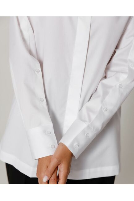 Женская рубашка из хлопка сатинового плетения с пуговицами на рукавах- 8673 от byME 