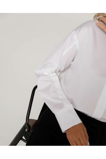 Женская рубашка из хлопка сатинового плетения с пуговицами на рукавах- 8673 от byME 