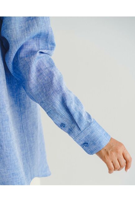 Женская рубашка голубая льняная- 8555 от byME 