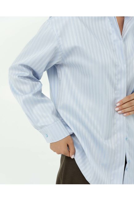 Женска рубашка из фактурного хлопка в голубом цвете  8861 от byME 