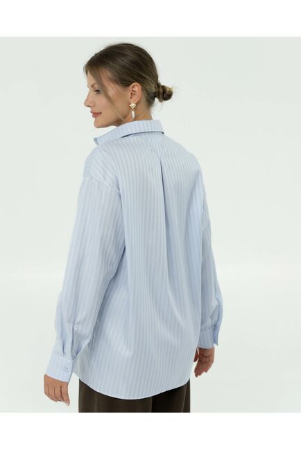 Женска рубашка из фактурного хлопка в голубом цвете  8861 от byME 