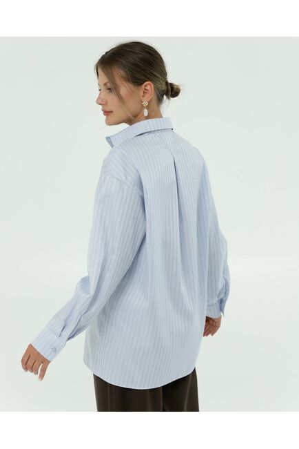 Женска рубашка из фактурного хлопка в голубом цвете  8861 от byME 