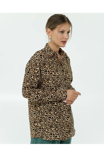 Рубашка шелковая принт леопард 8906 от byME 