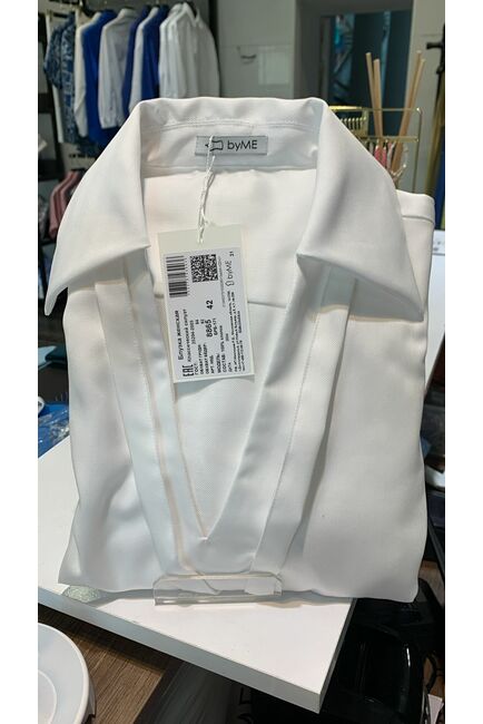 Рубашка хлопковая белая с лентой 8865 от byME 