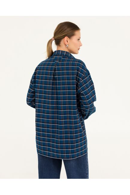 Рубашка хлопковая синяя в клетку 8934 от byME 