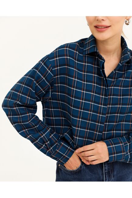 Рубашка хлопковая синяя в клетку 8934 от byME 