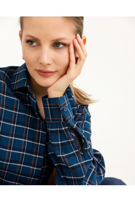 Рубашка хлопковая синяя в клетку 8934 от byME 