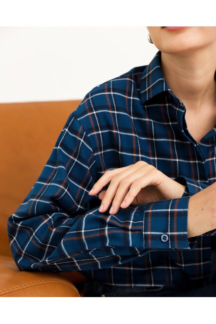 Рубашка хлопковая синяя в клетку 8934 от byME 