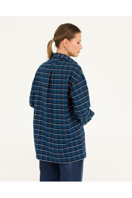 Рубашка хлопковая синяя в клетку 8934 от byME 