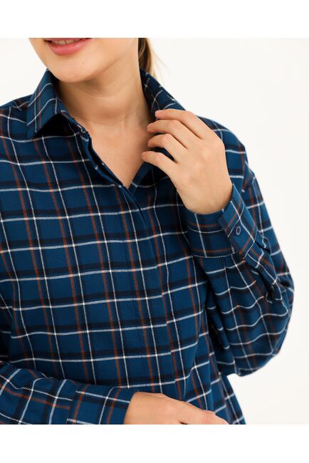 Рубашка хлопковая синяя в клетку 8934 от byME 