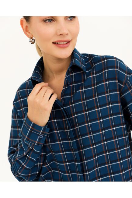 Рубашка хлопковая синяя в клетку 8934 от byME 