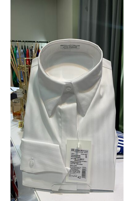 Женская рубашка белая из фактурного хлопка 8817 от byME 