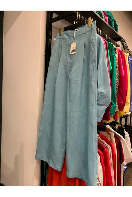 Женские брюки голубые изо льна-135043 от LW 